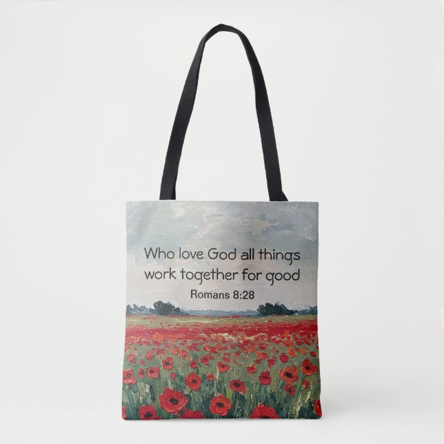 Christian Floral Inspirational Gift Tote Tygkasse (Framsida)