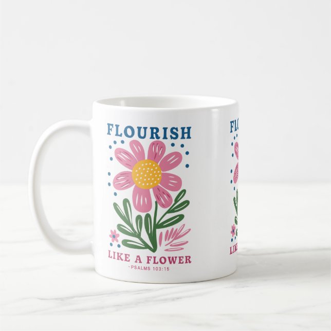 Christian Flourish som en blomcitat Kaffemugg (Vänster)