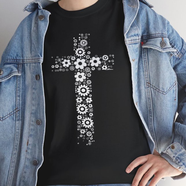 Christian Flower Cross T Shirt (Skapare uppladdad)