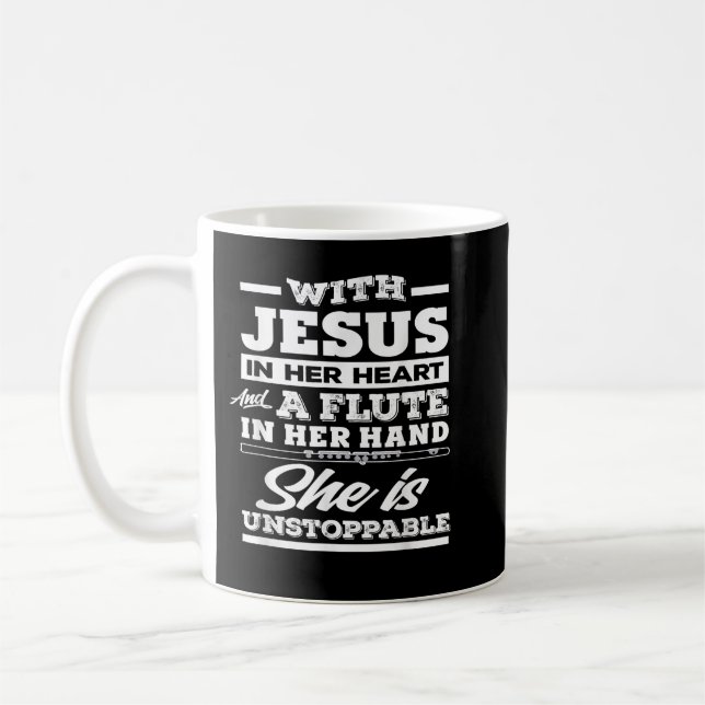 Christian Flute Player Gift for Woman Girl Flutist Kaffemugg (Vänster)