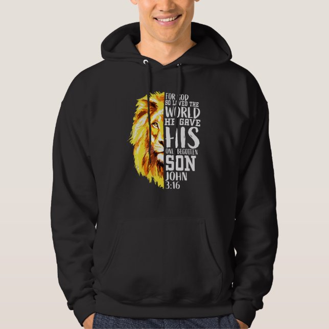 Christian För manar Lejon av Judah Graphic God Joh Hoodie (Framsida)
