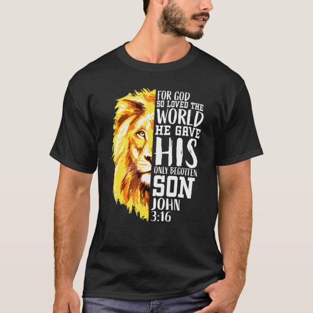 Christian För manar Lejon av Judah Graphic God Joh T Shirt (Framsida)
