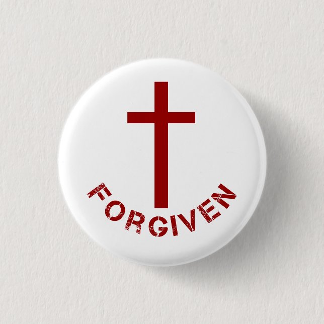 Christian Forgiven Red Kor och Text Design Knapp (Framsida)