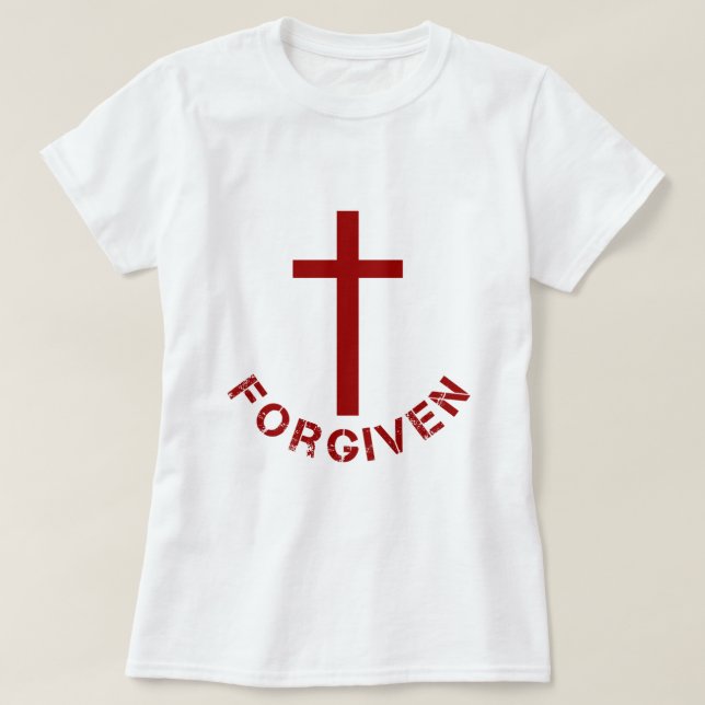 Christian Forgiven Red Kor och Text Design Tröja (Design framsida)