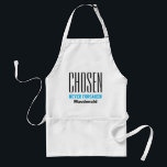 Christian FORSAKEN Inspirational Black Förkläde<br><div class="desc">Snyggt Christian APRON med meddelandet "CHOSEN ALDRIG FORSAKEN", som bygger på hebreiska 13:5. En enkel påminnelse som visas på ett elegant sätt. Lämpligt för alla. All text är helt och hållet ANPASSADE, så att du kan anpassa den med din egen text. Du kan också ändra färg i texten genom att...</div>
