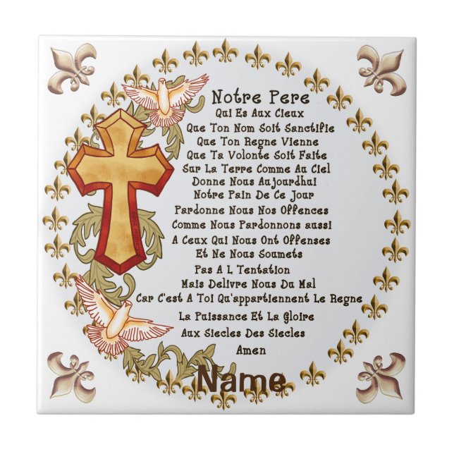 Christian Fransk Lords Prayer Kakelplatta (Framsidan)