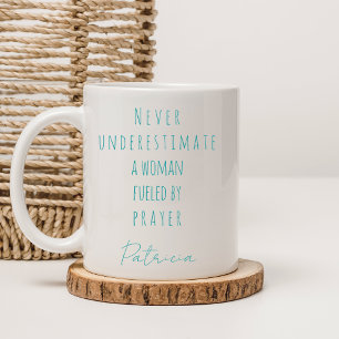 Christian Fueled by Prayer Custom Name Teal Kaffemugg