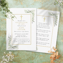 Christian Funeral Memorial Greenery Prayer Cards OSA Kort