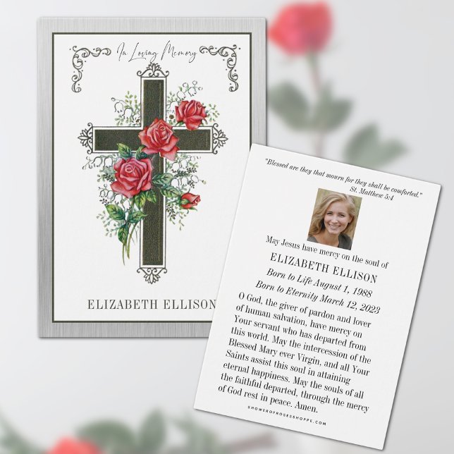 Christian Funeral Memorial Prayer Ro Visitkort (Traditional Catholic Funeral Memorial Prayer Card)