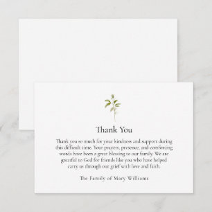 Christian Funeral Watercolor Greenery Tack Kort