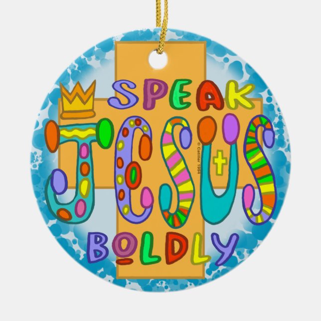 Christian Funky Jesus blue Ornament (Framsidan)