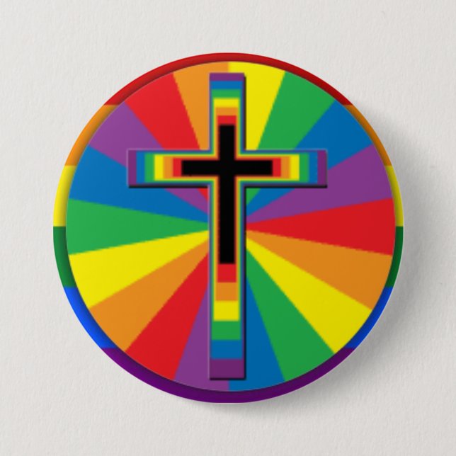 Christian Gay pride Pin Button Knapp (Framsida)