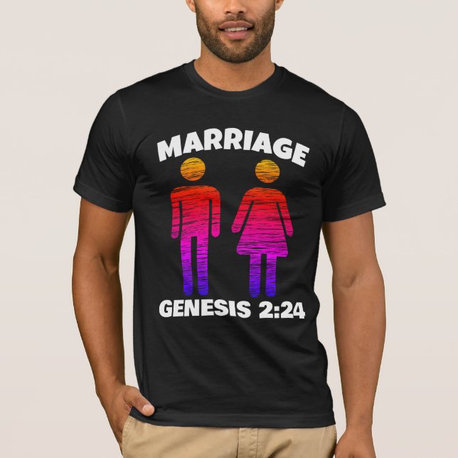 CHRISTIAN GIFTERMÅL GENESIS 2:24 T-SHIRTS (Framsida)