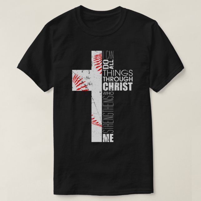 Christian Gifts Boys Baseball Religiösa Verse Cros T Shirt (Design framsida)