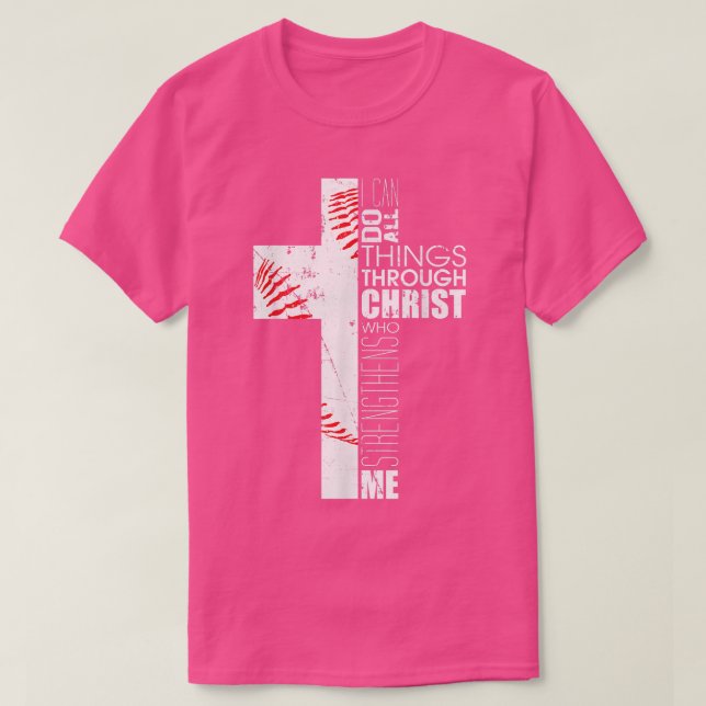 Christian Gifts Boys Baseball Religious Verse Cros T Shirt (Design framsida)