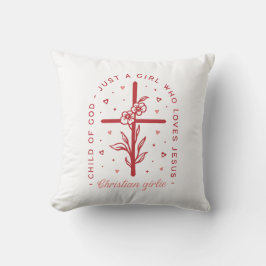 Christian girl Jesus citerar blommigt preppy Red r Kudde