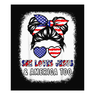 Christian Girl Kärlek Jesus & America Shirt 4 Jul Fototryck