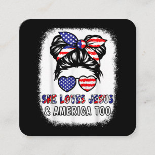 Christian Girl Kärlek Jesus & America Shirt 4 Jul Fyrkantigt Visitkort