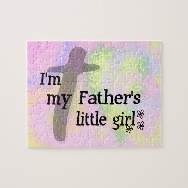 Christian Girl Puzzle med Rosa och Gult Hearts Pussel (Horisontell)