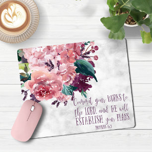 Christian Girly Blommigt Marble Bible Verse Musmatta