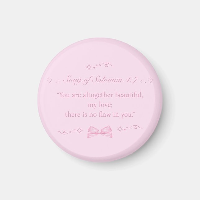Christian Girly Rosa Coquette Bible Verse Magnet (Framsidan)