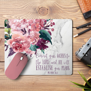 Christian Girly Vintage Blommigt Marble Bible Vers Musmatta