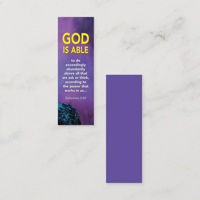 Christian GOD ÄR ABLE Ephesian 3:20 Mini Bookmark (Fram/baksida)