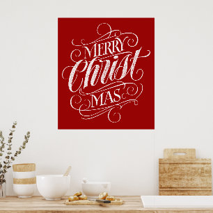 Christian God jul Calligraphy Red Jesus Poster