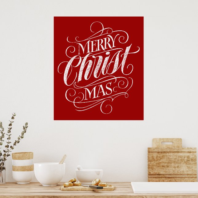 Christian God jul Calligraphy Red Jesus Poster (Kök)