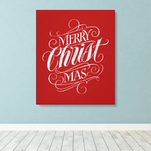 Christian God jul Chalk Lettering Red Canvastryck