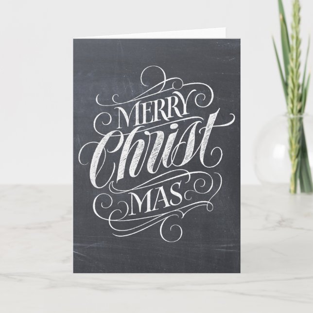 Christian God jul Chalkboard Calligraphy Helgkort (Framsida)