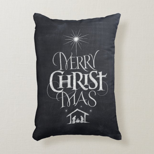 Christian God jul Chalkboard Calligraphy Prydnadskudde (Framsidan(Vertikal))