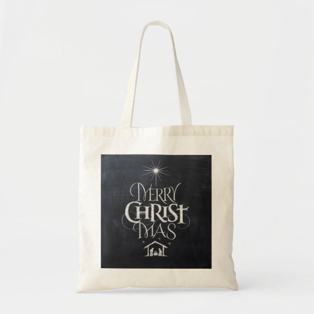 Christian God jul Chalkboard Lettering Tygkasse (Framsidan)