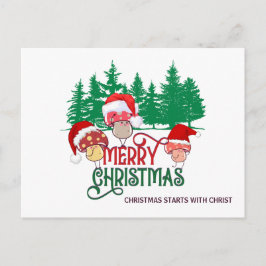 Christian GOD JUL MUSHROOMS Helg Vykort