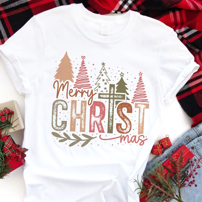 Christian God jul Rustic Träd T Shirt (Skapare uppladdad)