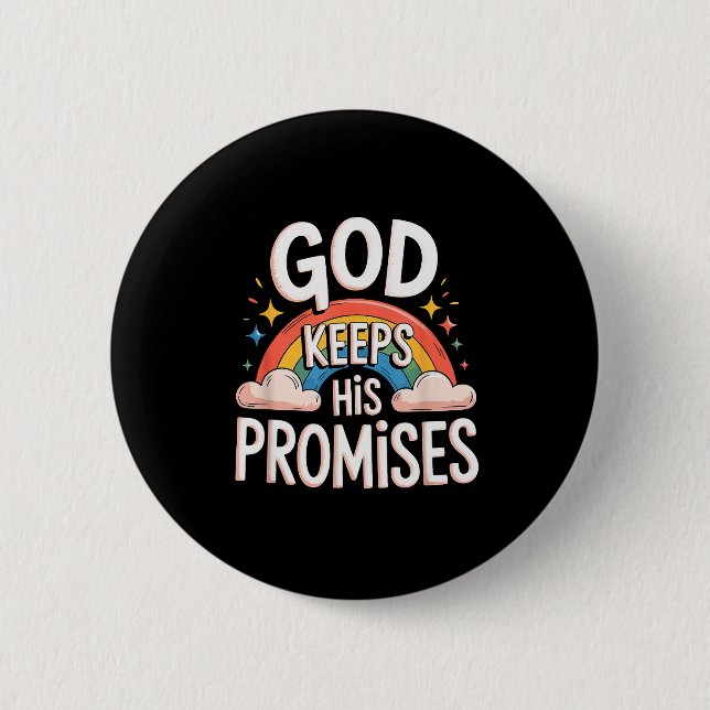 Christian God Keeps His Promises Rainbow Clouds  Knapp (Framsida)