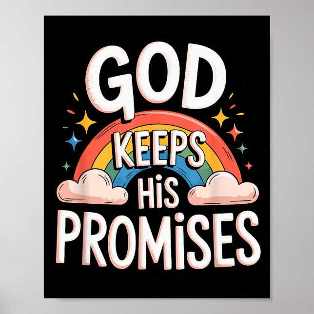 Christian God Keeps His Promises Rainbow Clouds  Poster (Framsidan)