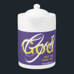 Christian GOD SLUAL SAY Scripture Lila MEDIUM<br><div class="desc">Njut av din hett på morgonen, middagen och natten med denna snyggt Scripture monogram mugg. Modern design innehåller meddelandet "GOD HAS THE FINAL SAY" som hänvisar till ordalydelsen 16:1. All text är fullt anpassade, så att du kan anpassa dig med ditt eget monogram eller bibelversaler eller text. Matchande objekt är...</div>