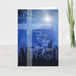 Christian God's Light and Kärlek Cityscape New Yea Helgkort