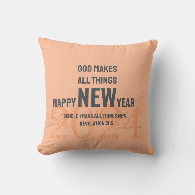 Christian GOTT NYTT ÅR 2024 Peach Kudde (Framsida)