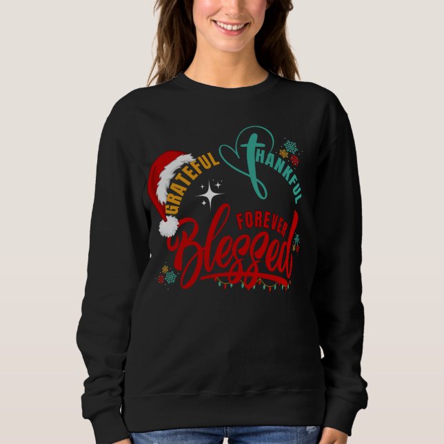 Christian GRATEFUL THANKFUL BLESSED-jul T Shirt (Framsida)