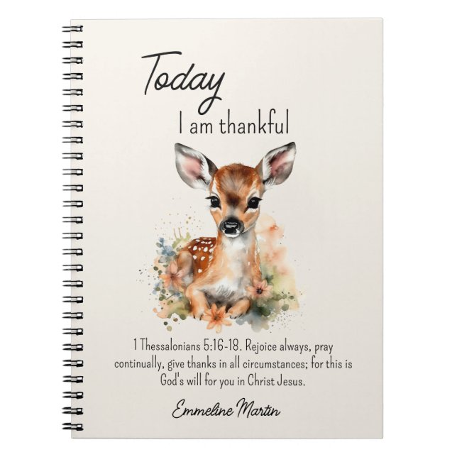 Christian Gratitude Journal Bible Verse Baby Hjort Anteckningsbok (Framsidan)