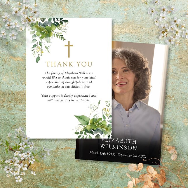 Christian Greenery Memorial Funeral Photo Tack Kort (Christian Greenery Memorial Funeral Photo)