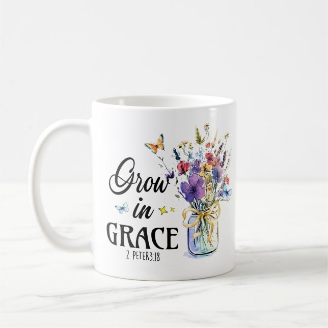 Christian Grow in Grace 2Peter 3 : 18 Kaffemugg (Vänster)