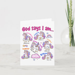 Christian Gud säger att jag är Unicorn Bible Verse Kort