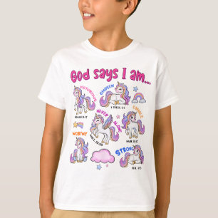 Christian Gud säger att jag är Unicorn Bible Verse T Shirt
