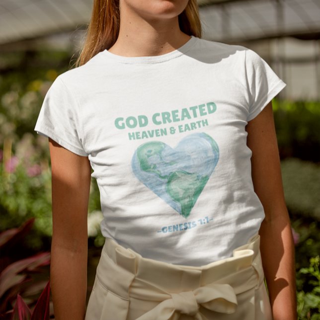 Christian Gud Skapat himlen och jorddagen T Shirt (Skapare uppladdad)