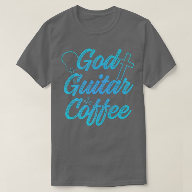 Christian Guitarist God Coffee Church, gudship Gui T Shirt (Design framsida)