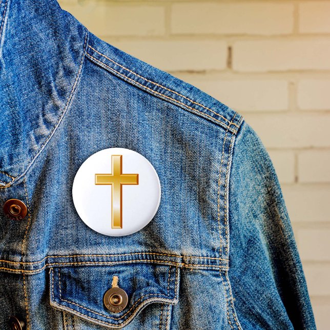 Christian Guld Kor Button Knapp (The gold cross is a central symbol of the Christian faith. )