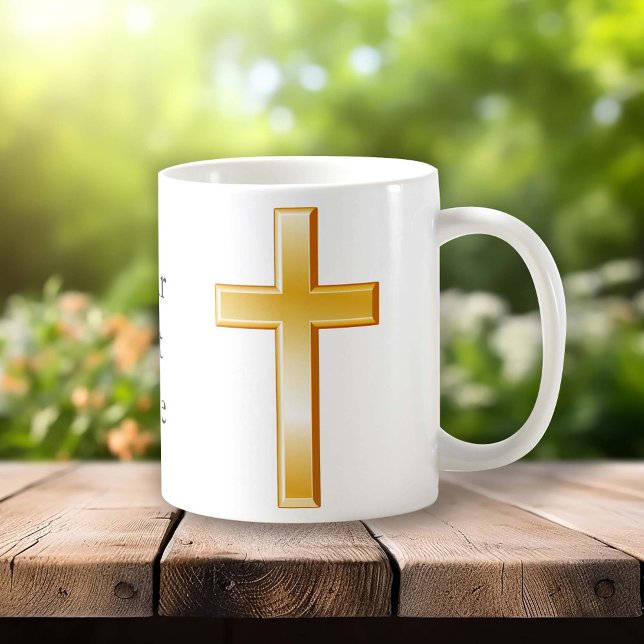 Christian Guld Kor Coffee Mugg (Gold cross, symbol of Christian faith. Customize with your name, organization or message. )